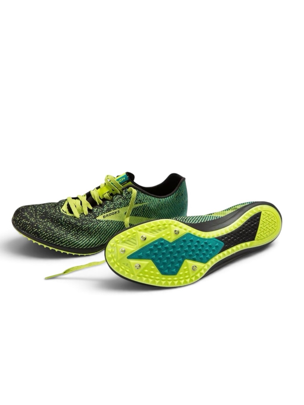 Brooks Mach 19 Track Shoes in Black/Shoots/Blue Grass Men's Sz 7 1/2; EU 40 1/2